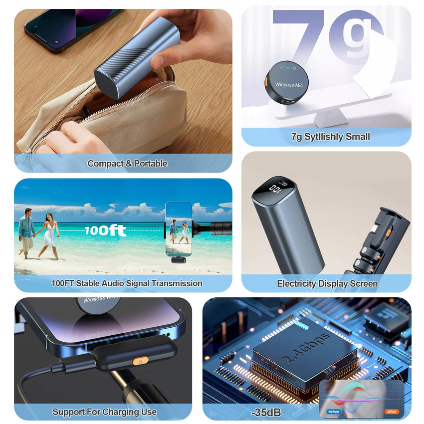 S53 Latest wireless lavalier microphone magnetic suction model for mobile live streaming, interview microphone noise reduction