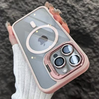 Luxury Magnetic Metal Lens Bumper Protection Case For iPhone 17 16 15 14 13 12 11 Pro Max Funda Wireless Charge Hard Clear Cover
